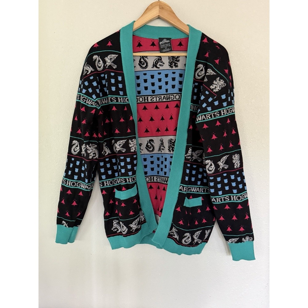 Bioworld Harry Potter Hogwarts House Holiday Cardigan Graphics Unisex Size M